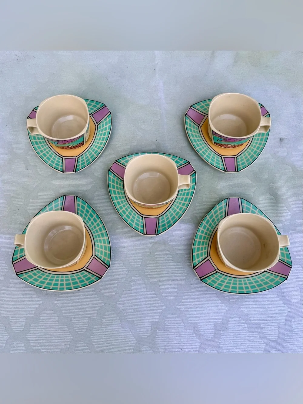 1980s Rosenthal Studio-Linie Dorothy Hafner “Flash” Tea Cup & Saucer (SET OF 5)